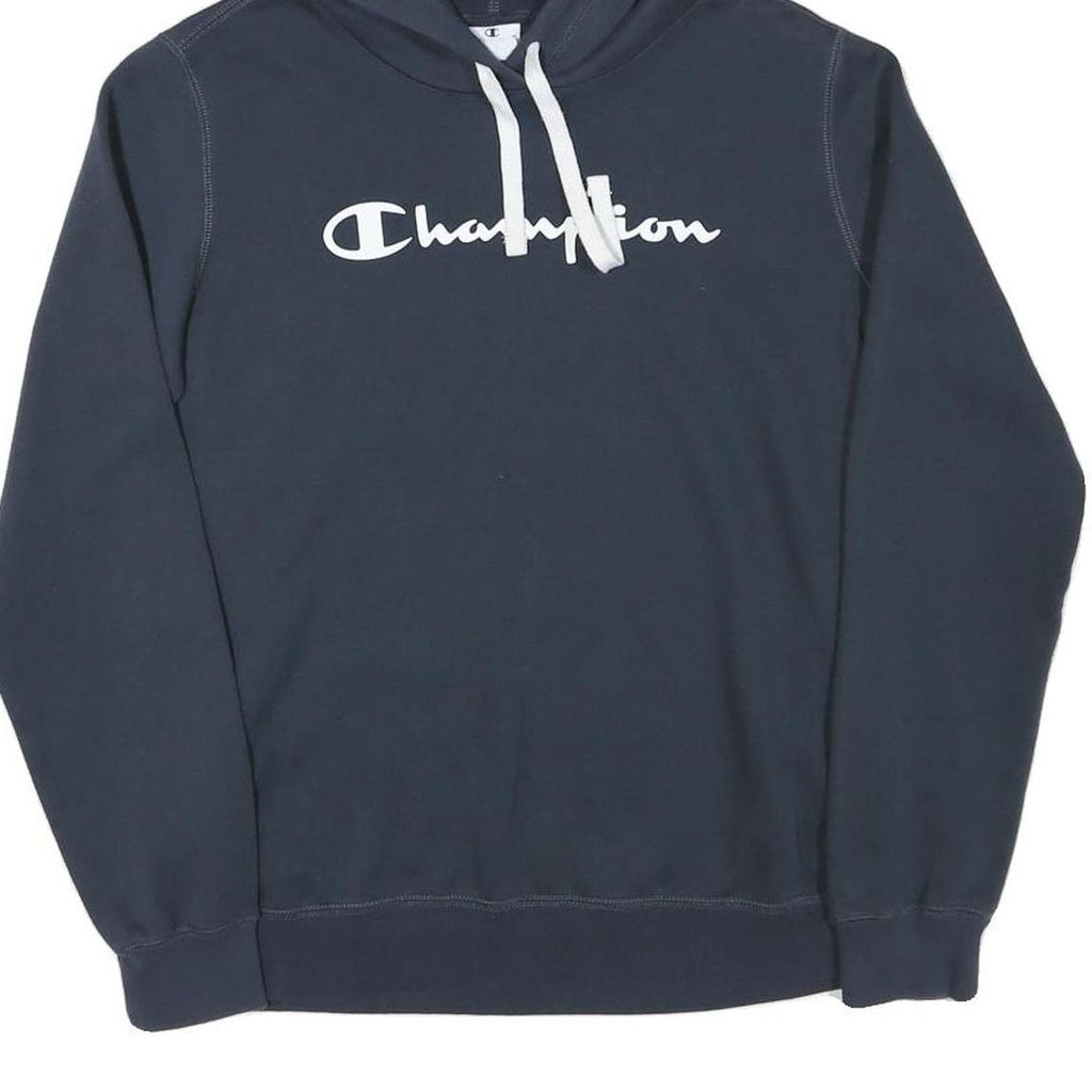 CHAMPION Womens Navy Blue Hoodie L Cotton Blend Pullover Casual
