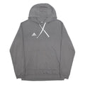 ADIDAS Mens Grey Hoodie L Cotton Blend Pullover Sports Casual Sweatshirt
