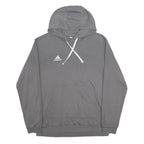 ADIDAS Mens Grey Hoodie L Cotton Blend Pullover Sports Casual Sweatshirt