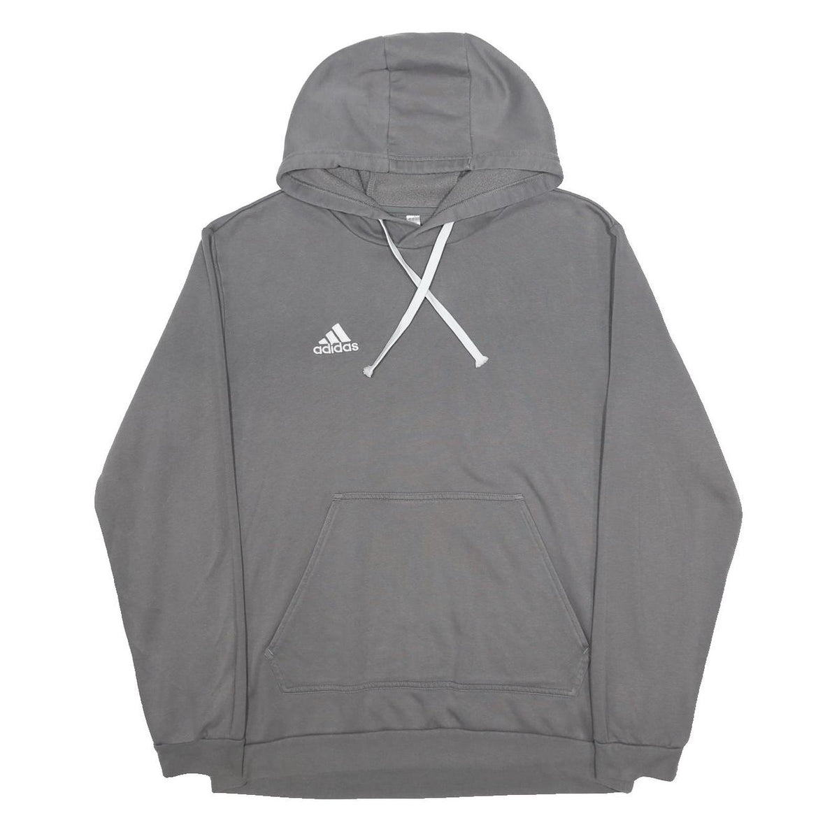 ADIDAS Mens Grey Hoodie L Cotton Blend Pullover Sports Casual Sweatshirt