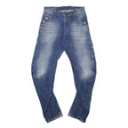 G-STAR Mens Loose Blue Denim Medium Jeans W30 L32 Distressed Zip