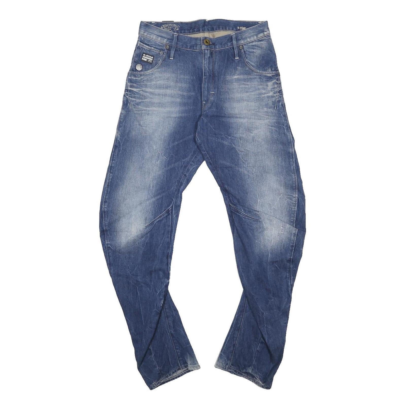 G-STAR Mens Loose Blue Denim Medium Jeans W30 L32 Distressed Zip