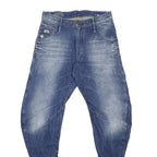 G-STAR Mens Loose Blue Denim Medium Jeans W30 L32 Distressed Zip