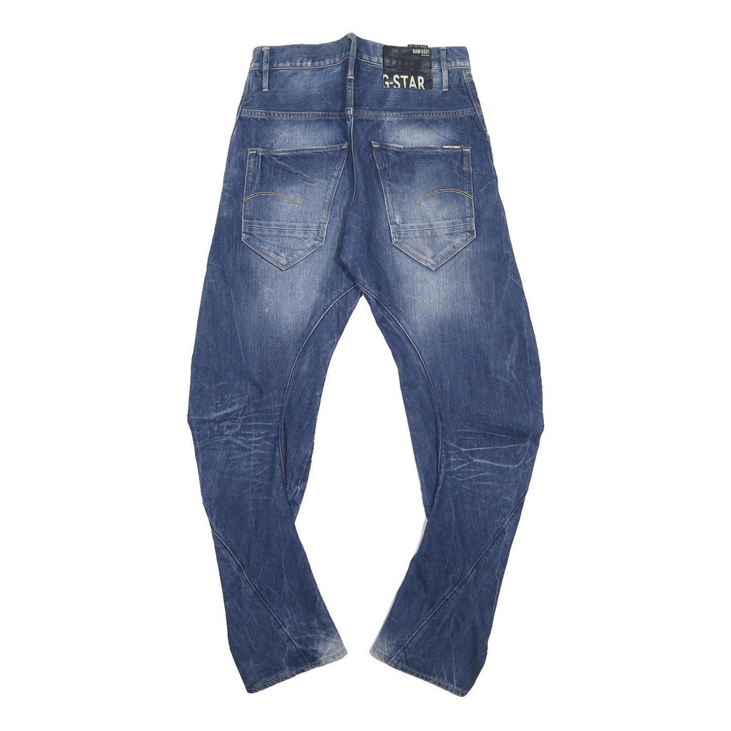 G-STAR Mens Loose Blue Denim Medium Jeans W30 L32 Distressed Zip