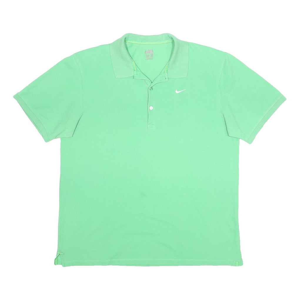NIKE Mens Green Short Sleeve Plain XL Polo Shirt Cotton Blend Casual Comfort