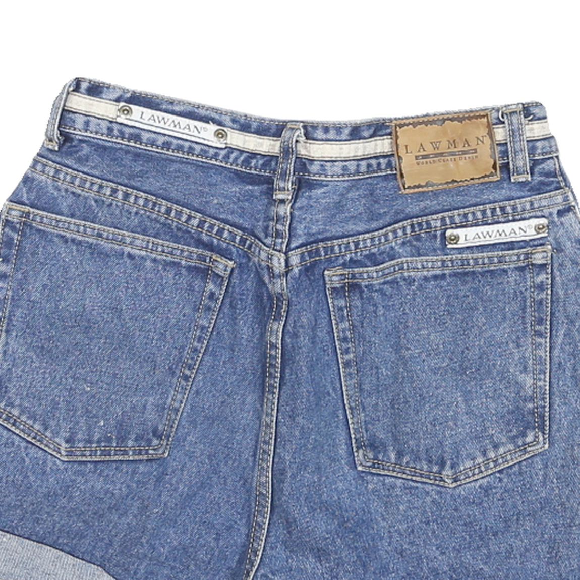 LAWMAN Womens Denim Blue Casual Shorts M W28 Cotton Blend Rolled Hem