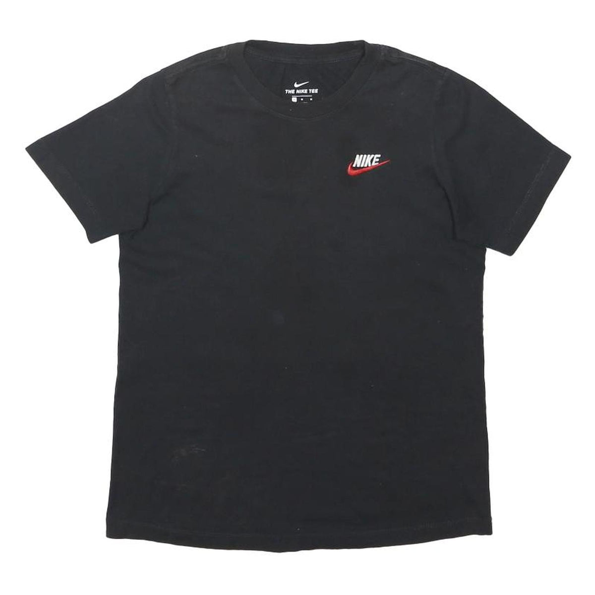 NIKE Boys Black Classic Logo T-Shirt M Short Sleeve Crew Neck Cotton Blend
