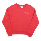 CHAMPION Womens Red Crew Neck S Cotton Blend Logo Embroidered Sweatshirt