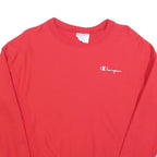 CHAMPION Womens Red Crew Neck S Cotton Blend Logo Embroidered Sweatshirt