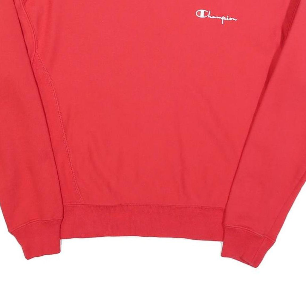 CHAMPION Womens Red Crew Neck S Cotton Blend Logo Embroidered Sweatshirt