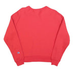 CHAMPION Womens Red Crew Neck S Cotton Blend Logo Embroidered Sweatshirt