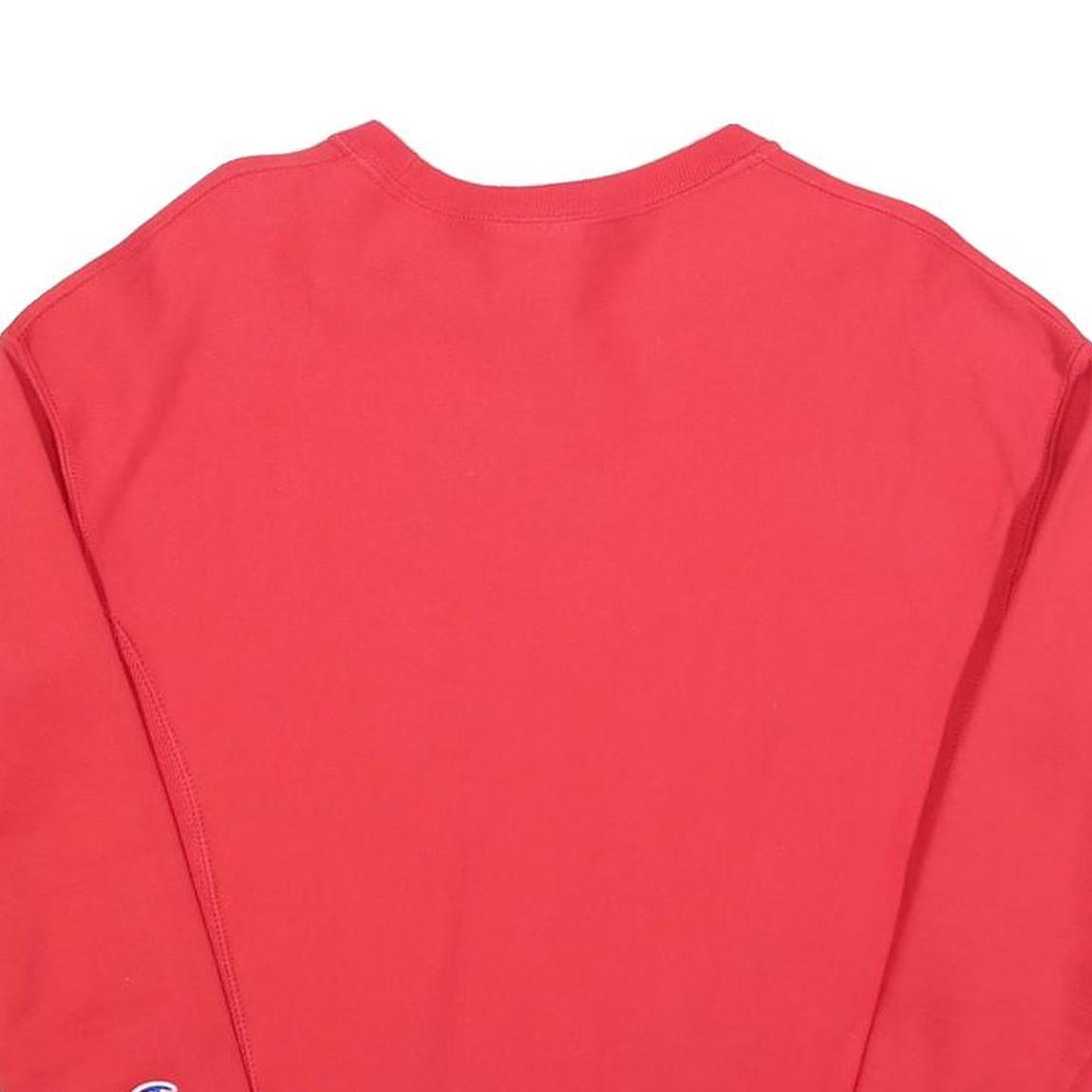 CHAMPION Womens Red Crew Neck S Cotton Blend Logo Embroidered Sweatshirt