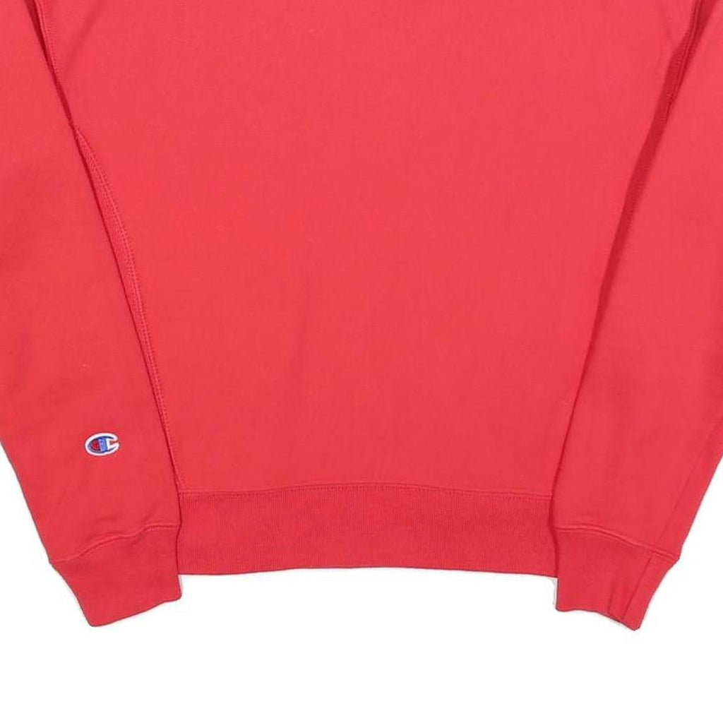 CHAMPION Womens Red Crew Neck S Cotton Blend Logo Embroidered Sweatshirt