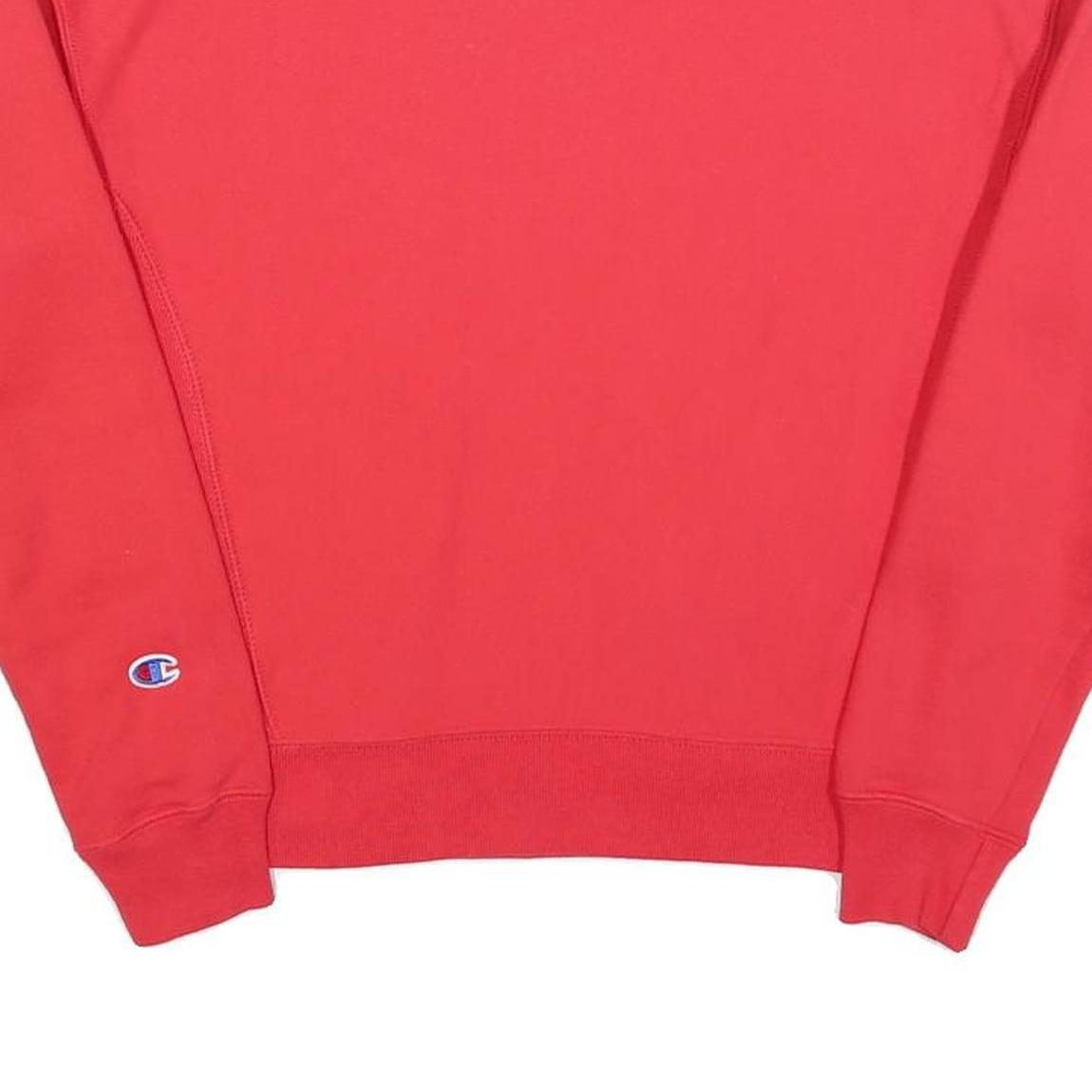 CHAMPION Womens Red Crew Neck S Cotton Blend Logo Embroidered Sweatshirt