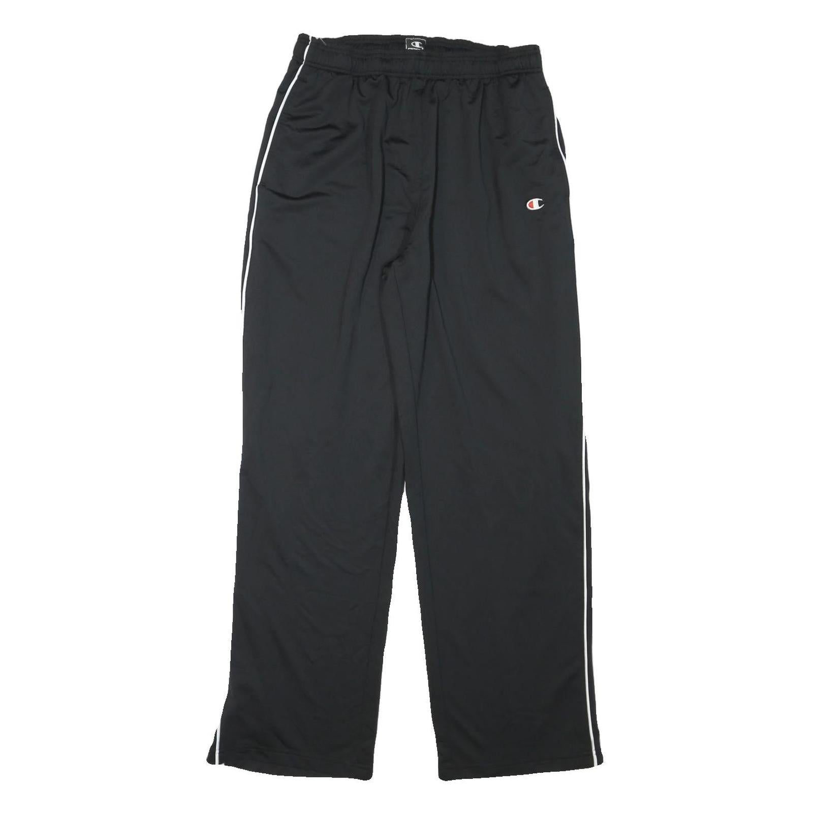 CHAMPION Mens Joggers Black With White Stripe Regular Tapered L W28 L31