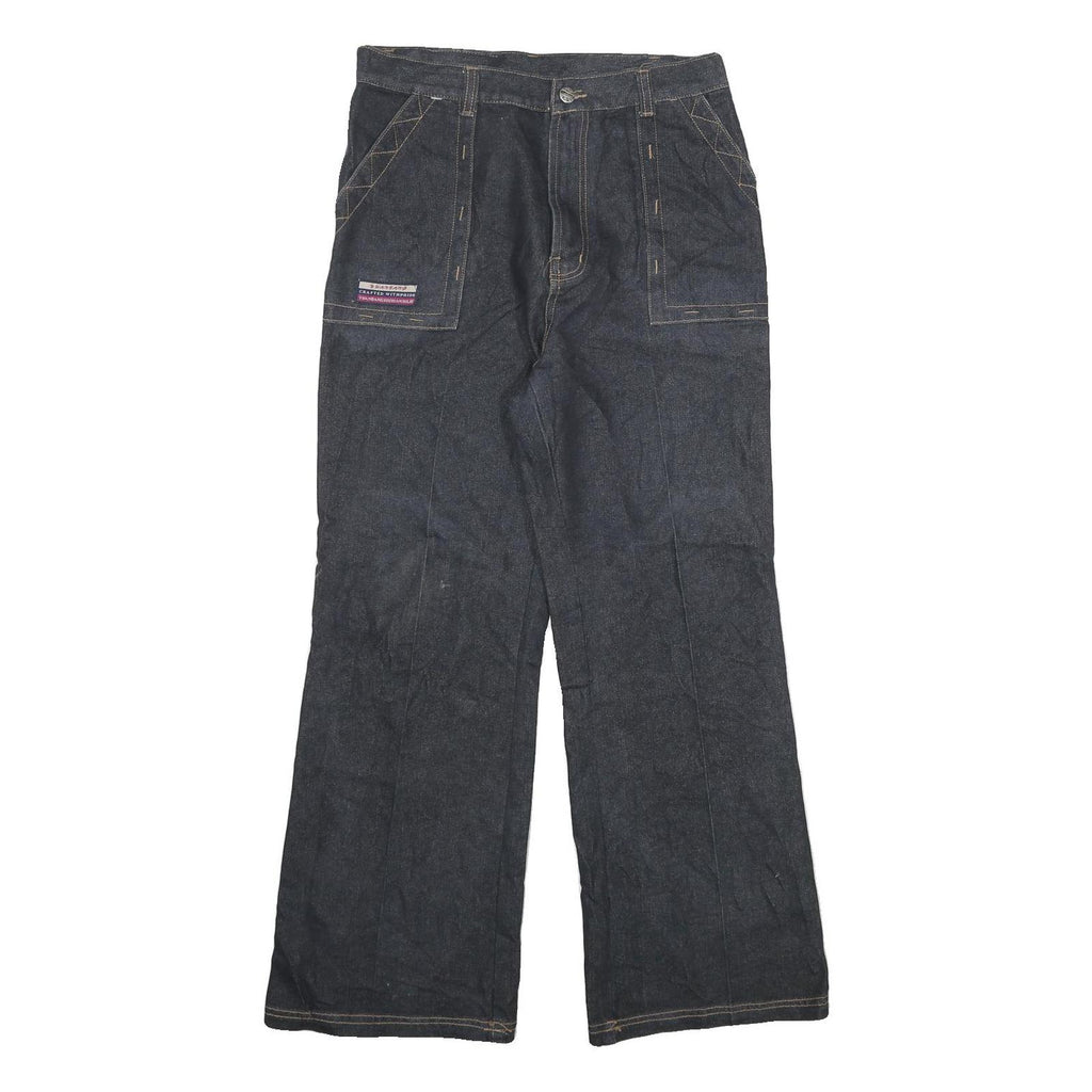 YUANBANG Womens Classic Blue Denim Jeans W30 L27 Wide Leg Cotton Blend Zip
