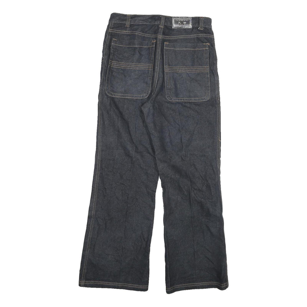 YUANBANG Womens Classic Blue Denim Jeans W30 L27 Wide Leg Cotton Blend Zip