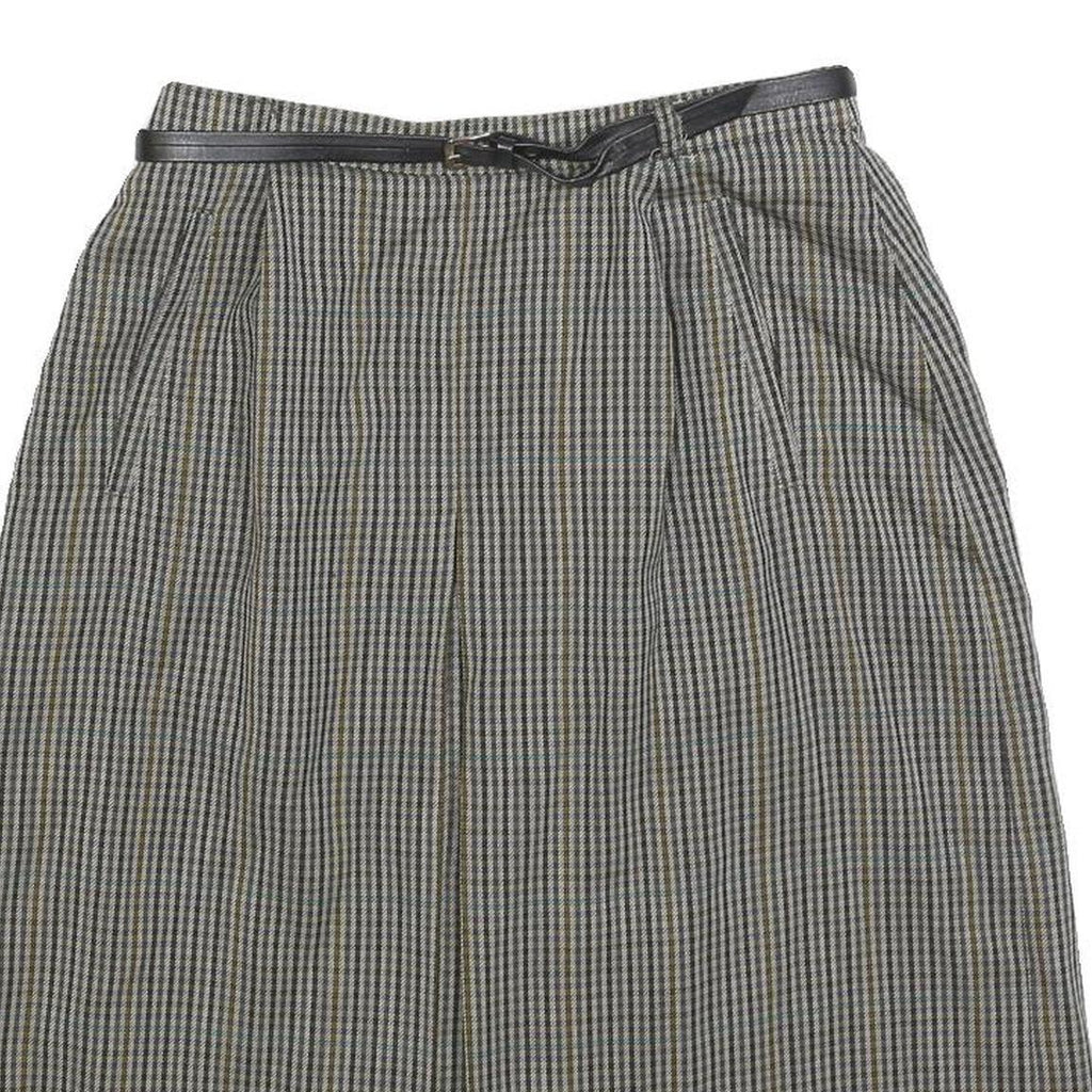 Womens Grey Check Mini Woven Belted Skirt Size S Classic Office Wear