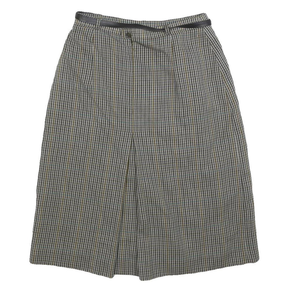 Womens Grey Check Mini Woven Belted Skirt Size S Classic Office Wear