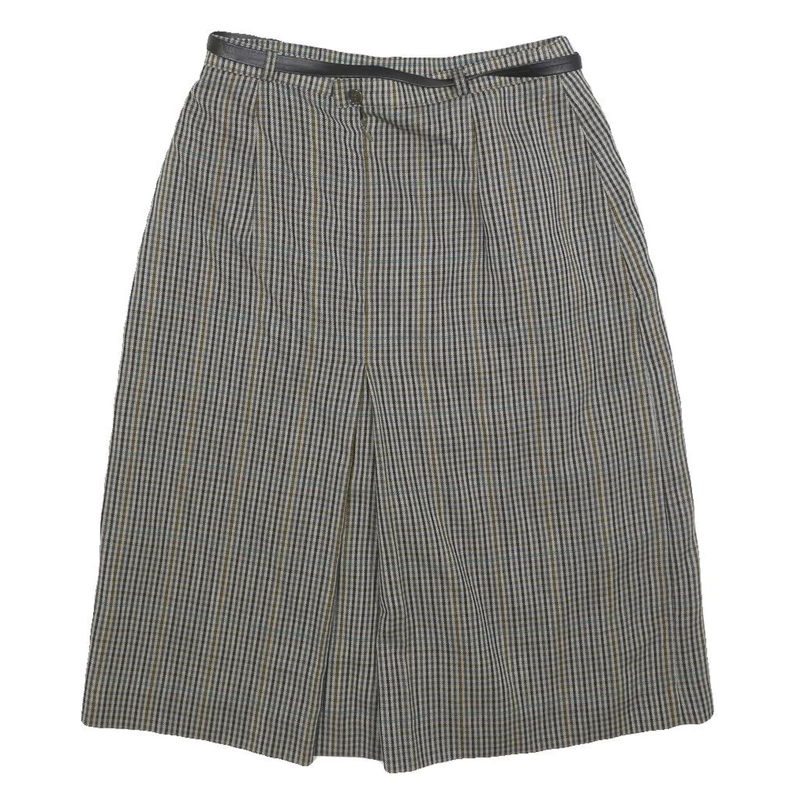Womens Grey Check Mini Woven Belted Skirt Size S Classic Office Wear