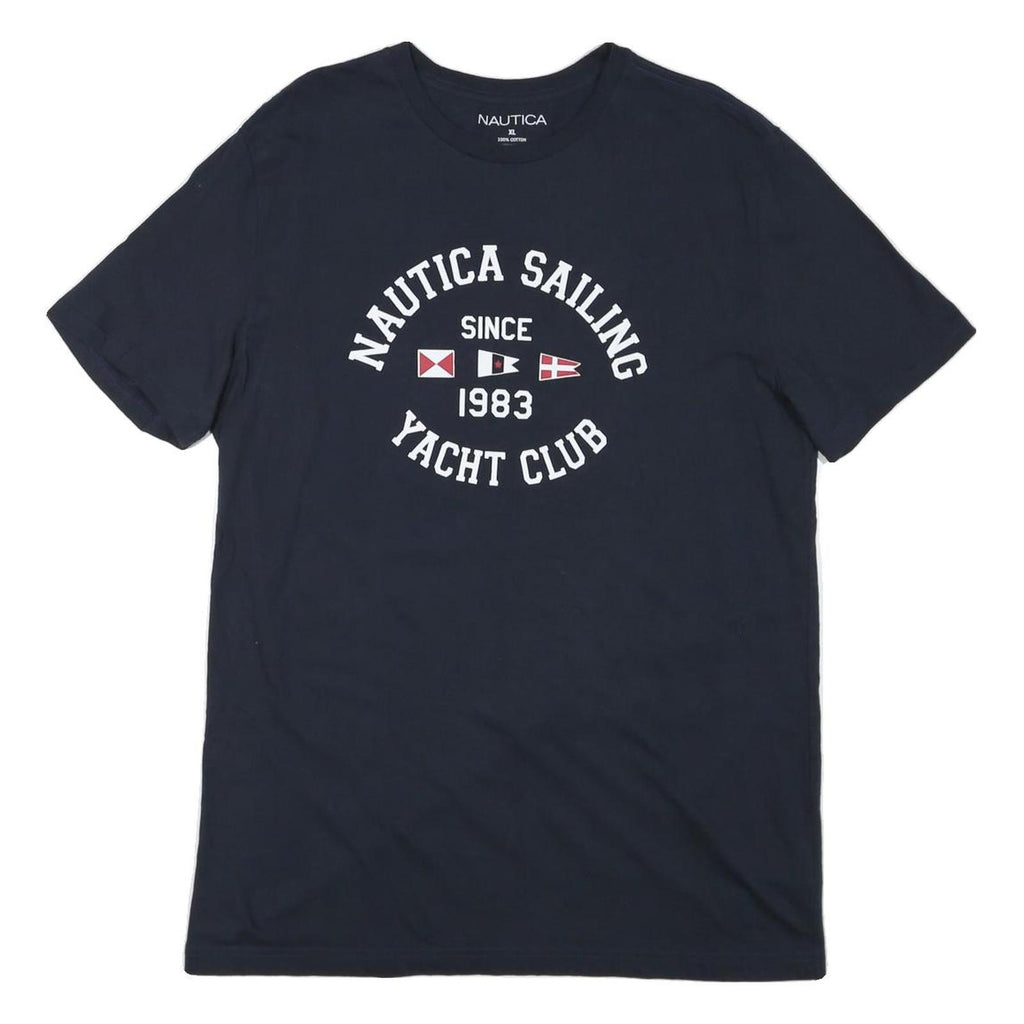 NAUTICA Mens Navy Blue Sailing Yacht Club Graphic T-Shirt XL Short Sleeve Crew