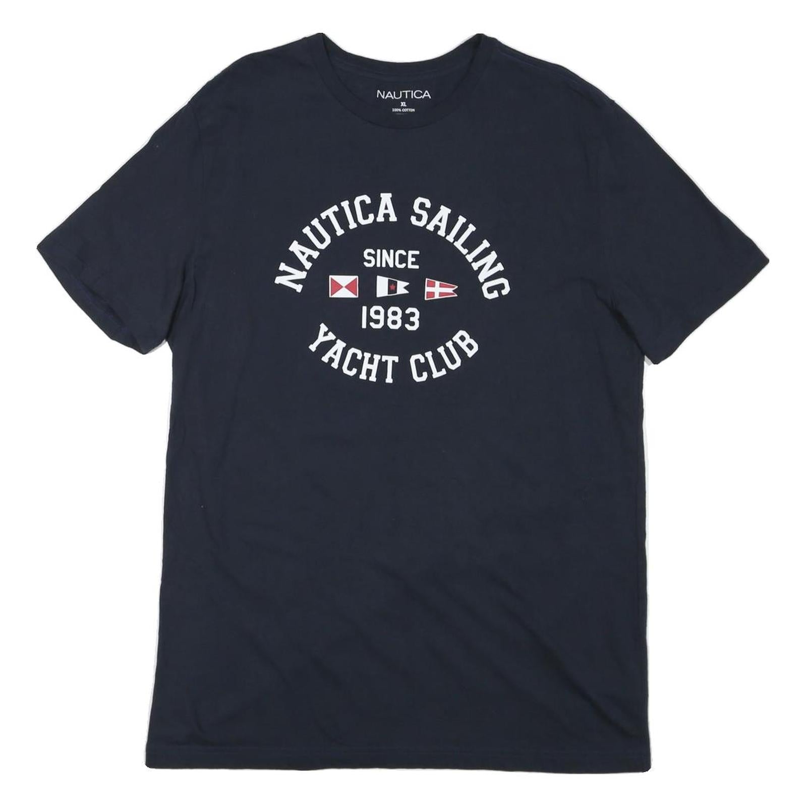 NAUTICA Mens Navy Blue Sailing Yacht Club Graphic T-Shirt XL Short Sleeve Crew