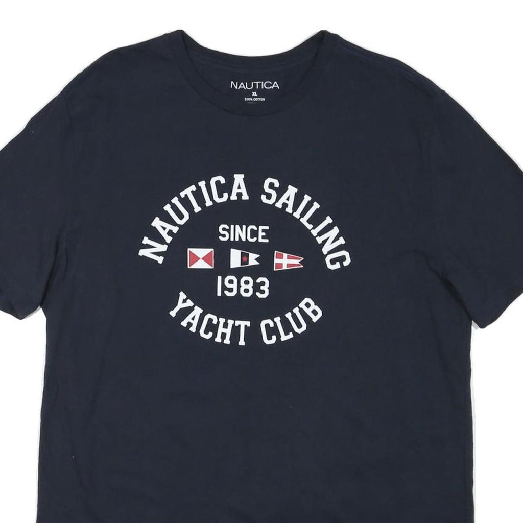 NAUTICA Mens Navy Blue Sailing Yacht Club Graphic T-Shirt XL Short Sleeve Crew