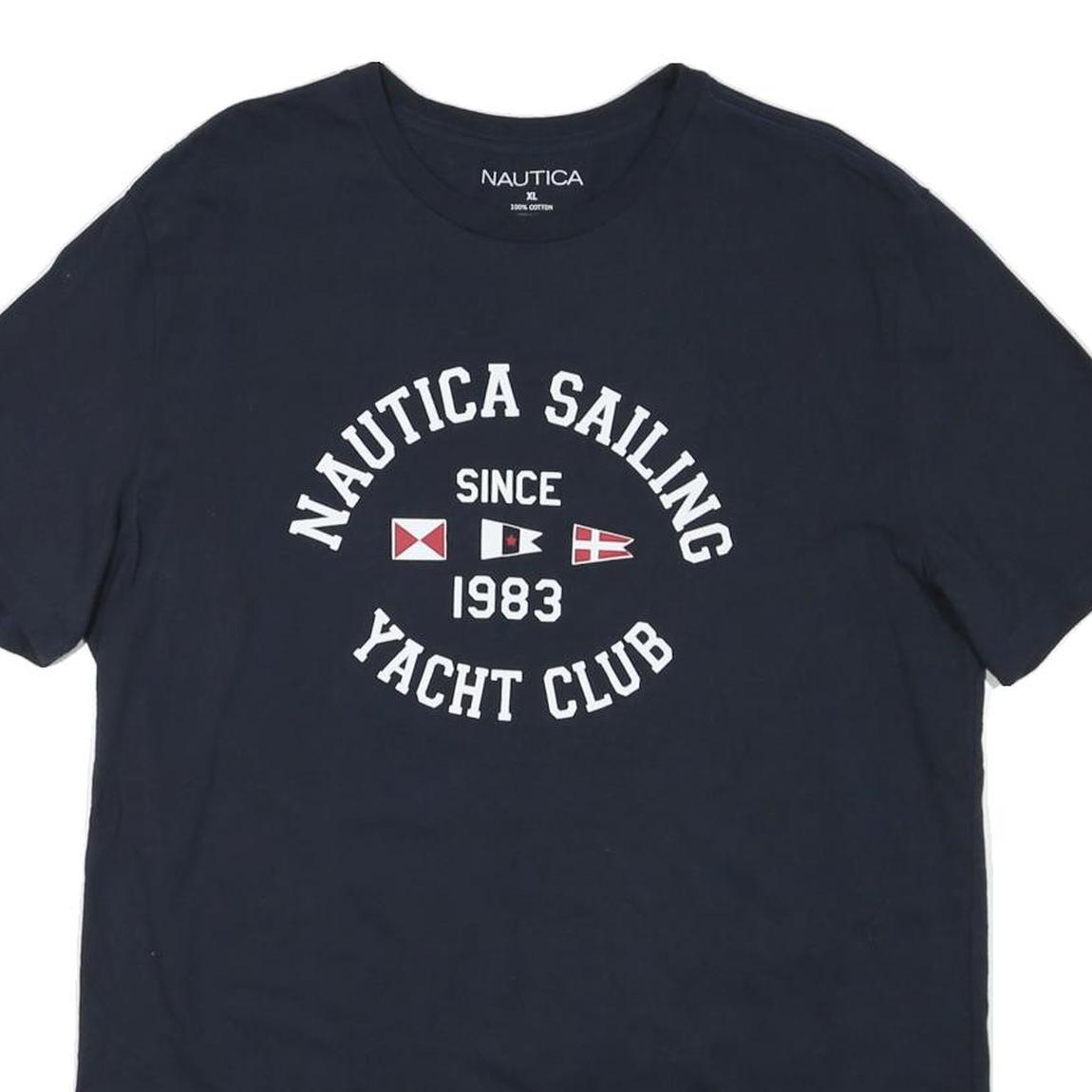 NAUTICA Mens Navy Blue Sailing Yacht Club Graphic T-Shirt XL Short Sleeve Crew