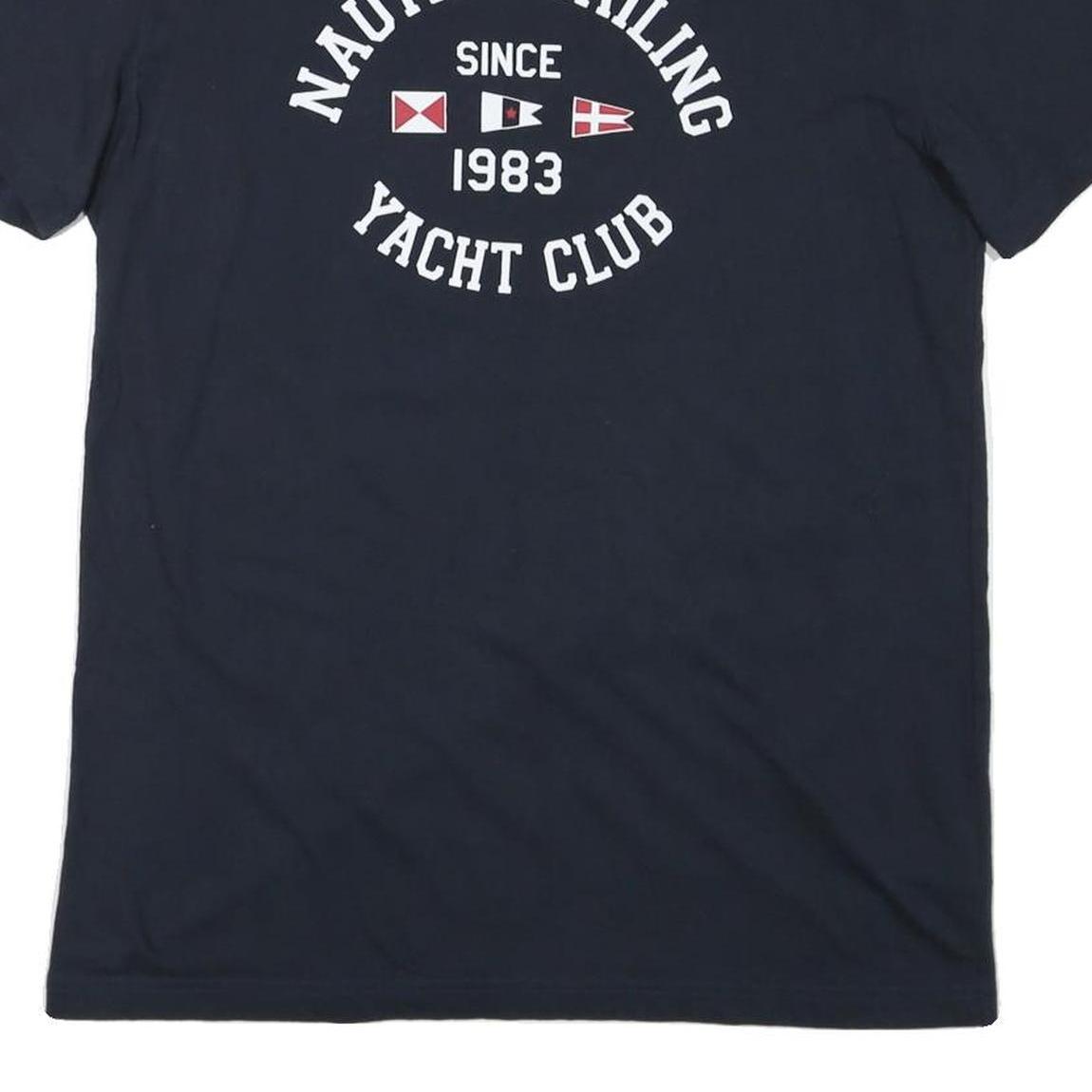 NAUTICA Mens Navy Blue Sailing Yacht Club Graphic T-Shirt XL Short Sleeve Crew