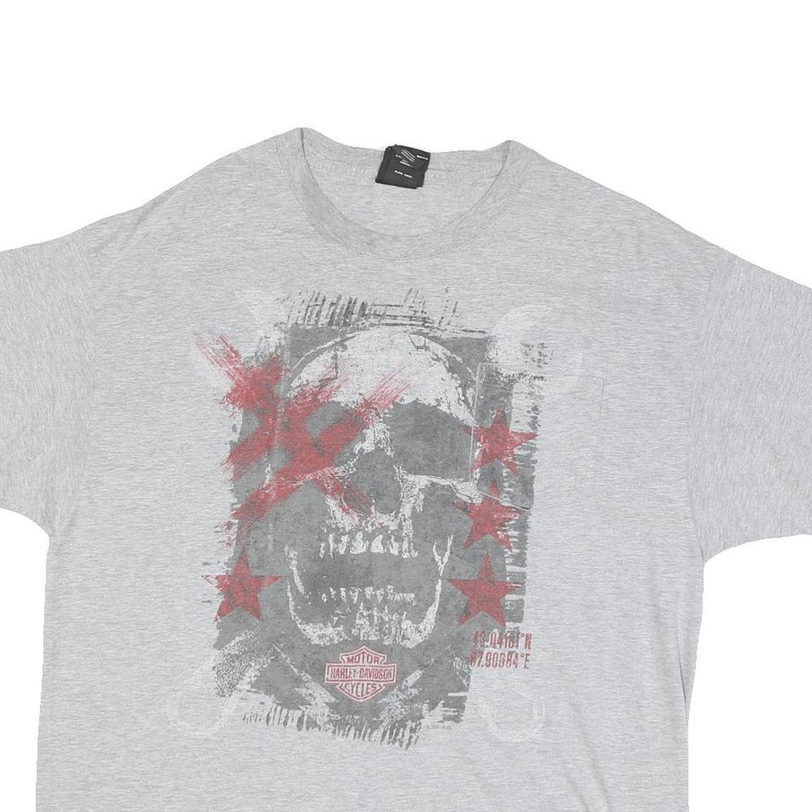 HARLEY DAVIDSON Mens Grey Skull Graphic T-Shirt XL Short Sleeve Crew Neck