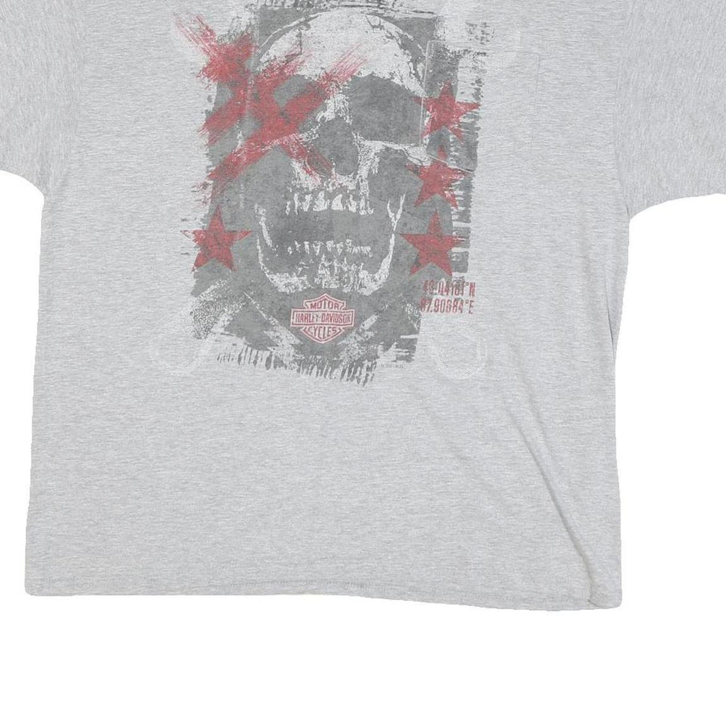 HARLEY DAVIDSON Mens Grey Skull Graphic T-Shirt XL Short Sleeve Crew Neck