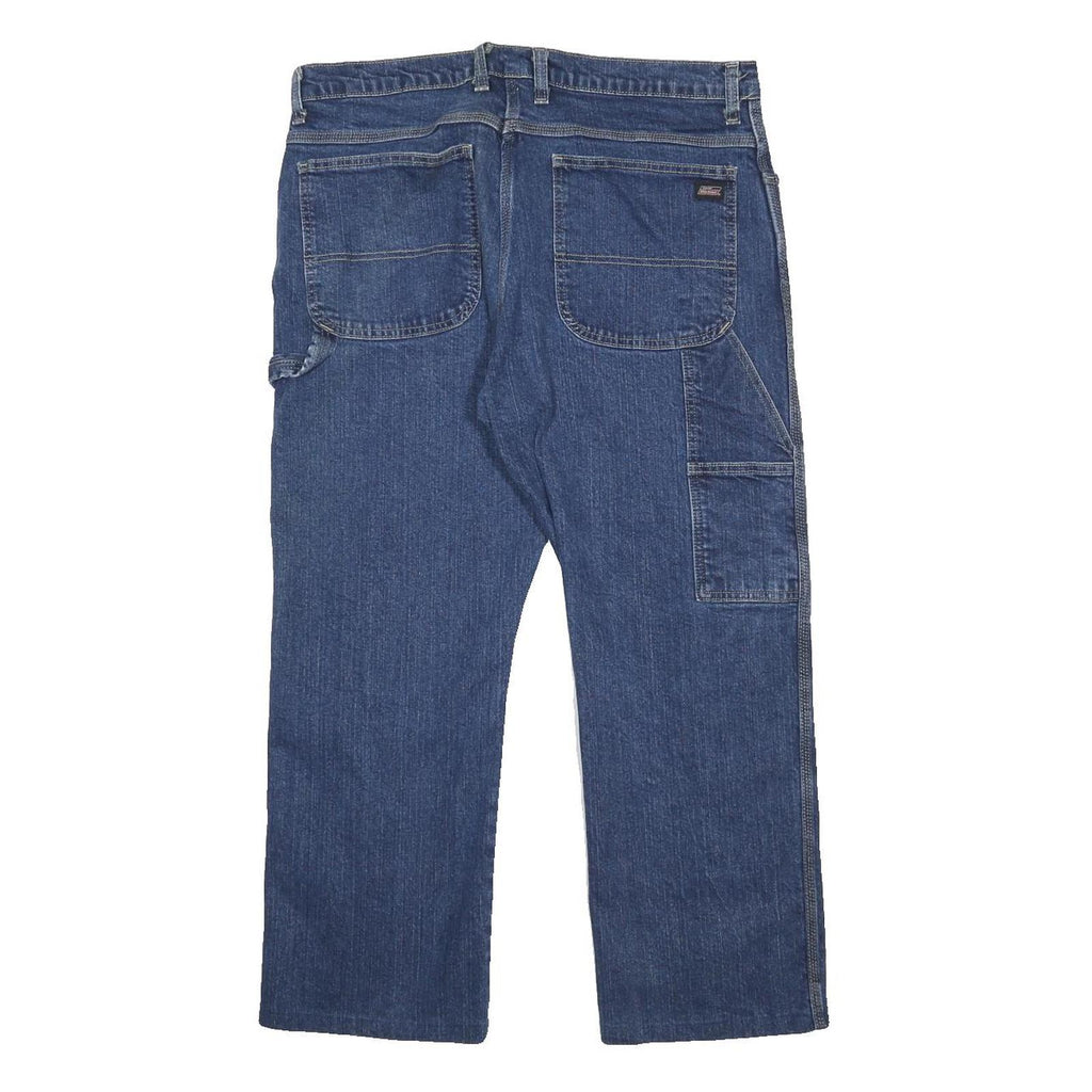 DICKIES Mens Relaxed Blue Denim Jeans W36 L26 Zip Closure Workwear