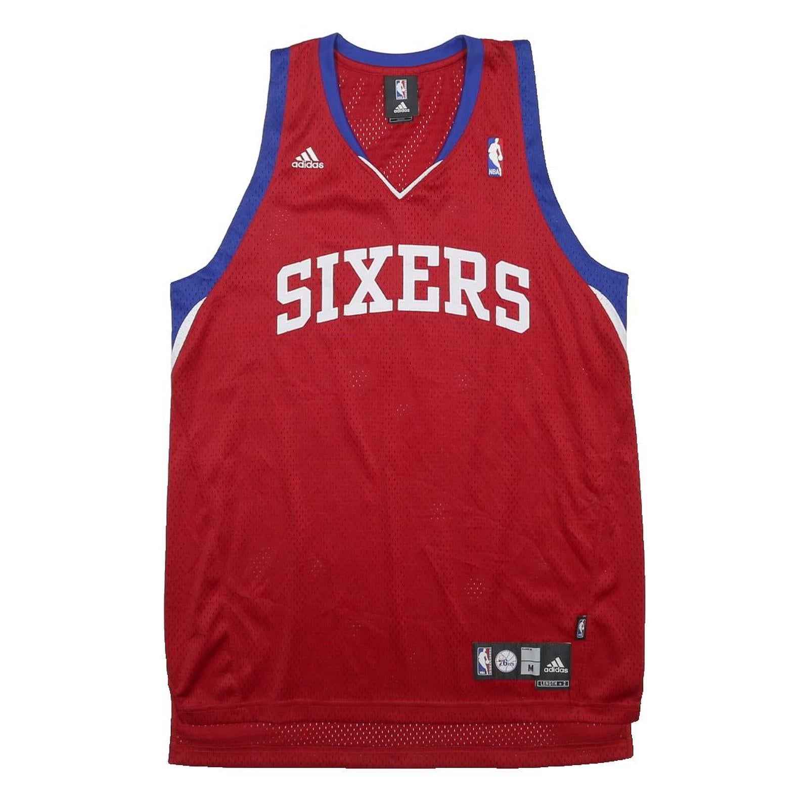 ADIDAS X NBA Mens Red & Blue Sixers Basketball Jersey M Sleeveless V-Neck Sports