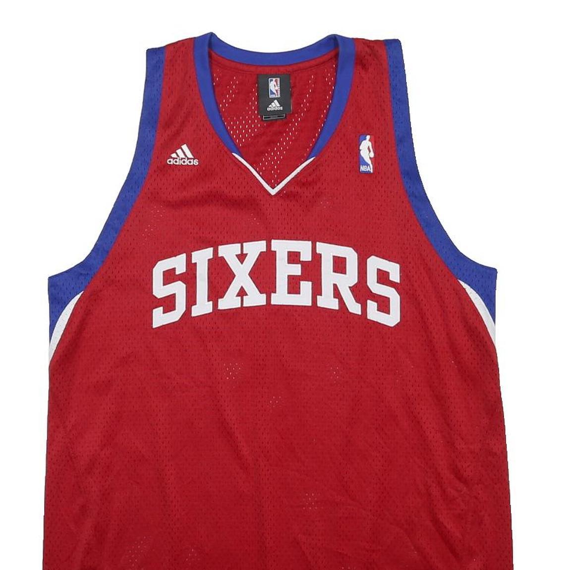 ADIDAS X NBA Mens Red & Blue Sixers Basketball Jersey M Sleeveless V-Neck Sports