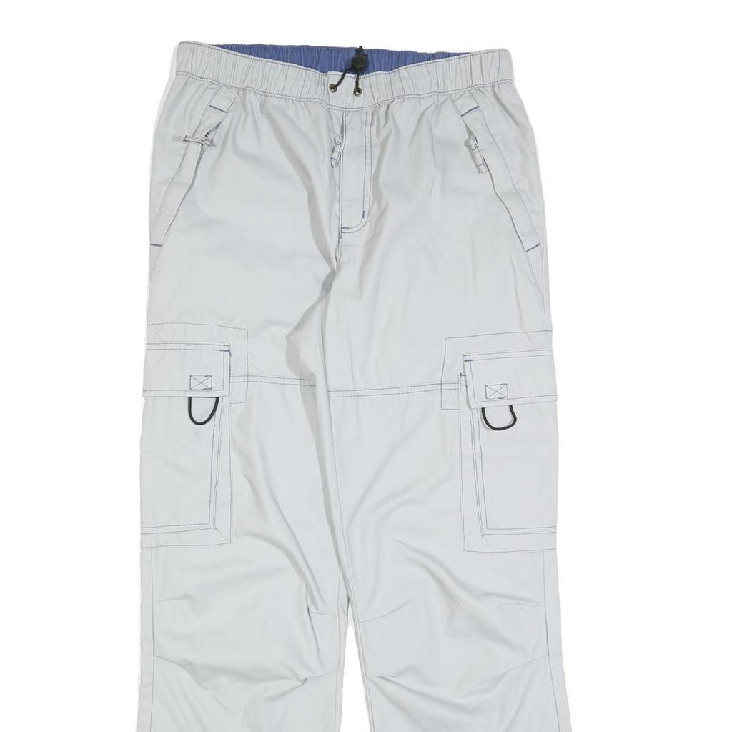 Mens Regular Fit Light Grey Polyester Blend Toggle Closure Cargo Trousers W30
