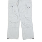 Mens Regular Fit Light Grey Polyester Blend Toggle Closure Cargo Trousers W30