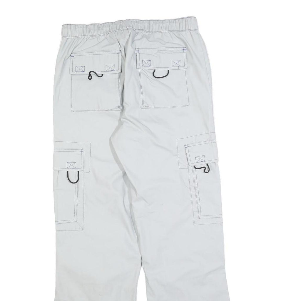 Mens Regular Fit Light Grey Polyester Blend Toggle Closure Cargo Trousers W30