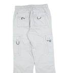 Mens Regular Fit Light Grey Polyester Blend Toggle Closure Cargo Trousers W30