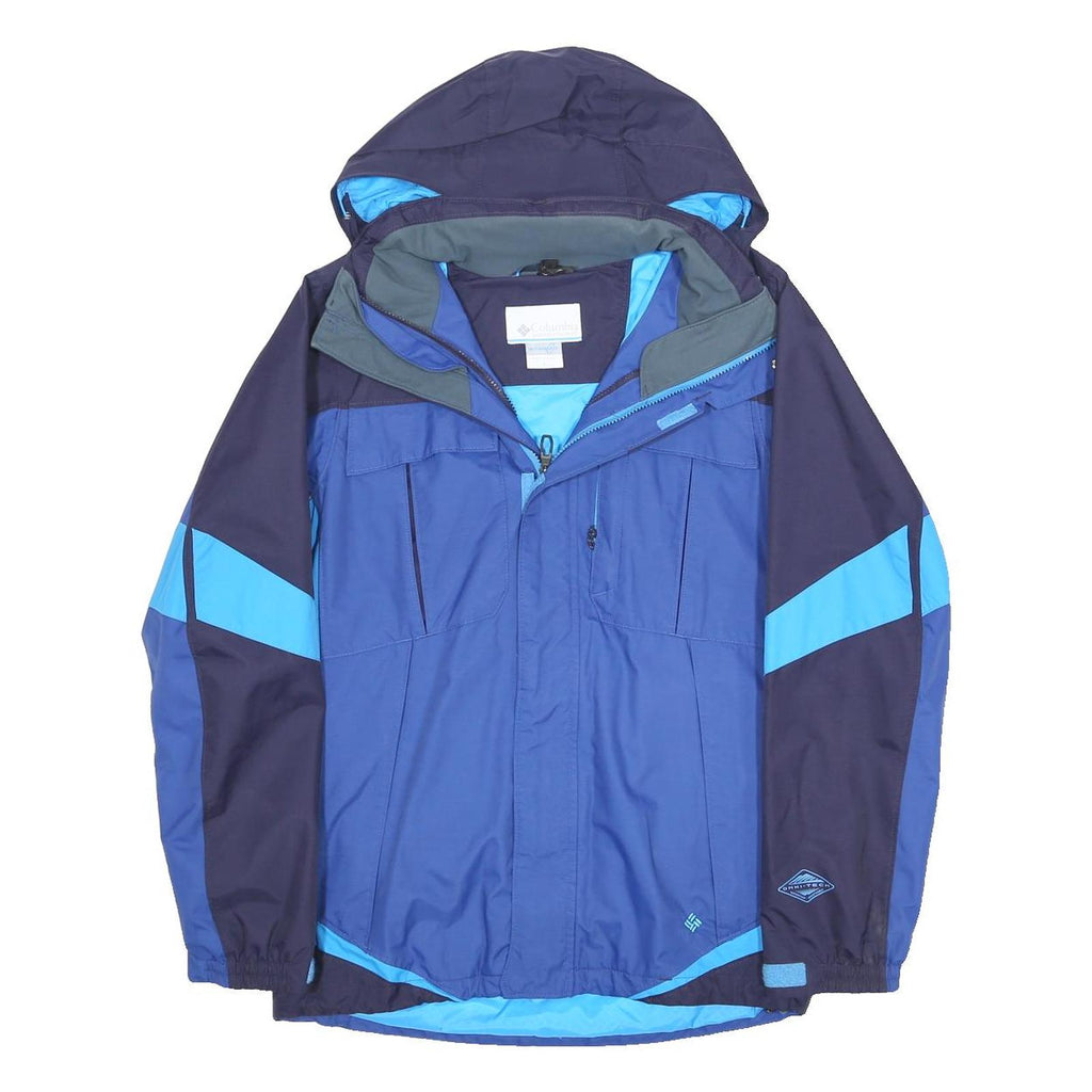 Columbia Mens Blue & Navy Outdoor Jacket S Polyester Blend Zip Hooded