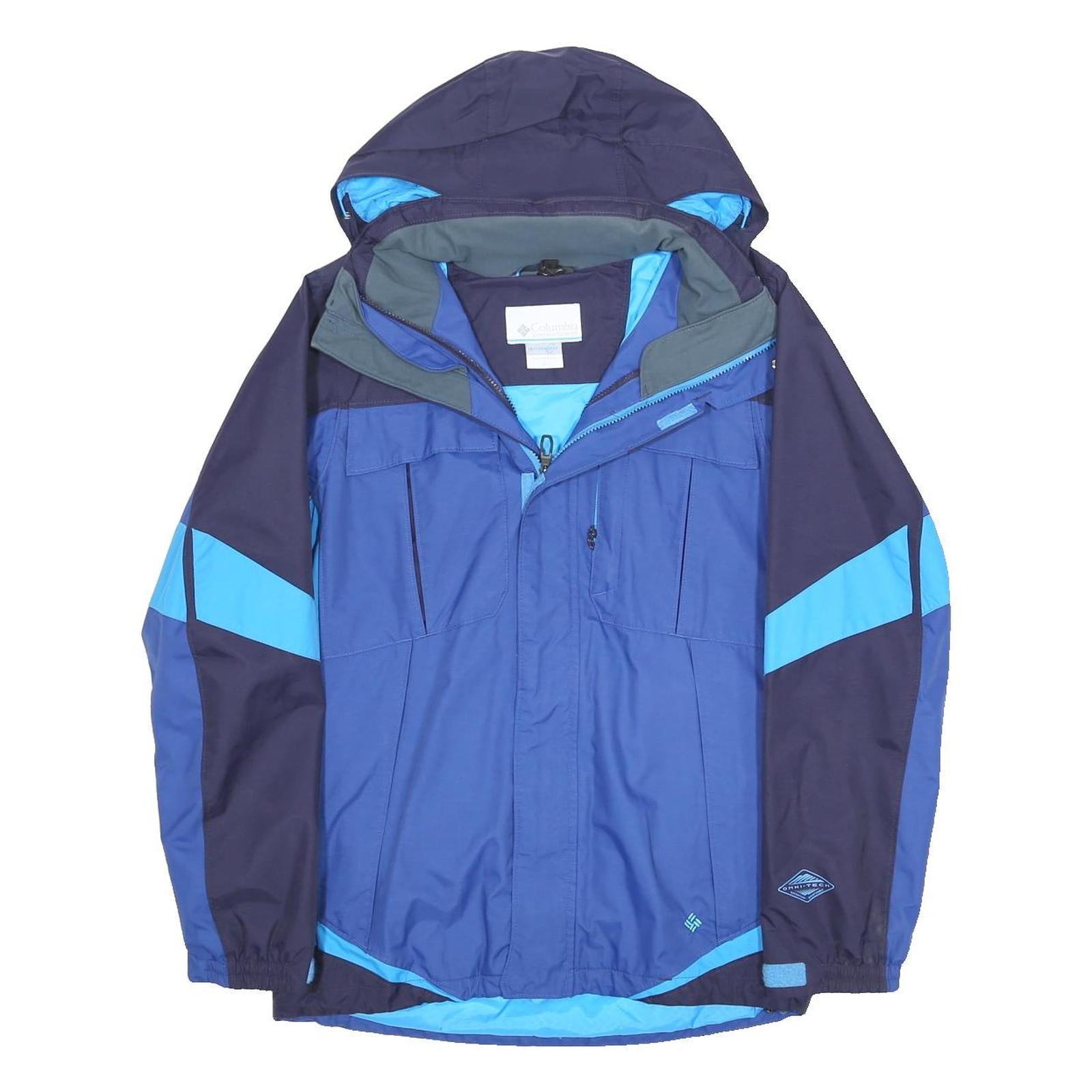Columbia Mens Blue & Navy Outdoor Jacket S Polyester Blend Zip Hooded