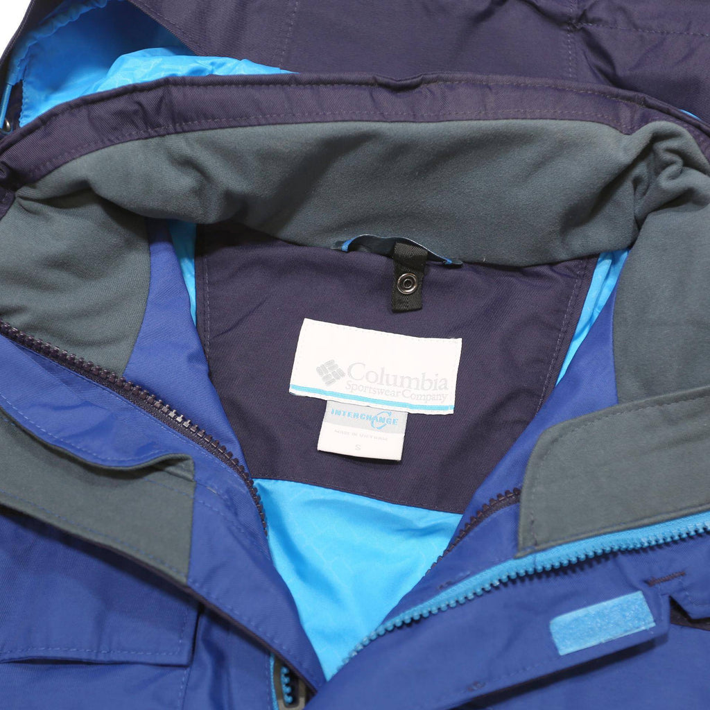 Columbia Mens Blue & Navy Outdoor Jacket S Polyester Blend Zip Hooded