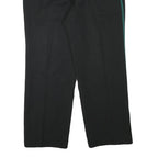 Mens Black & Green Polyester Blend Regular Fit Straight Trousers W37 L29