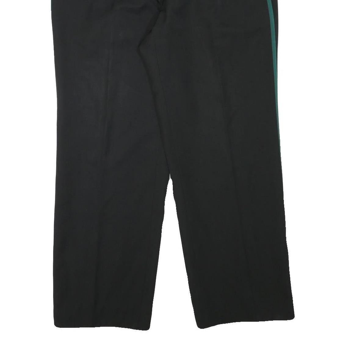 Mens Black & Green Polyester Blend Regular Fit Straight Trousers W37 L29