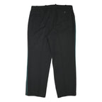 Mens Black & Green Polyester Blend Regular Fit Straight Trousers W37 L29