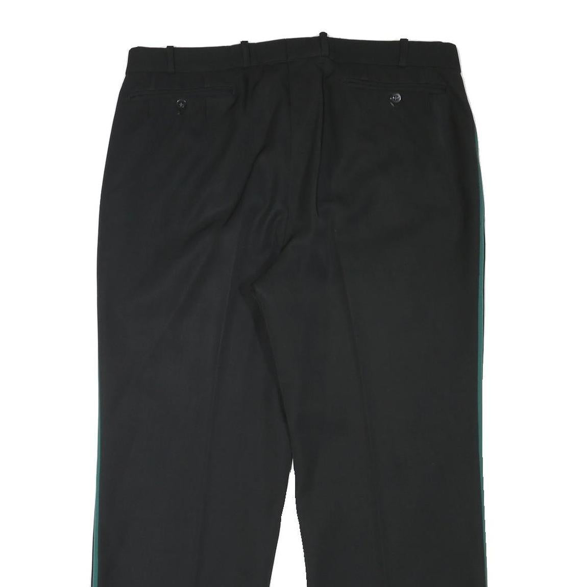 Mens Black & Green Polyester Blend Regular Fit Straight Trousers W37 L29