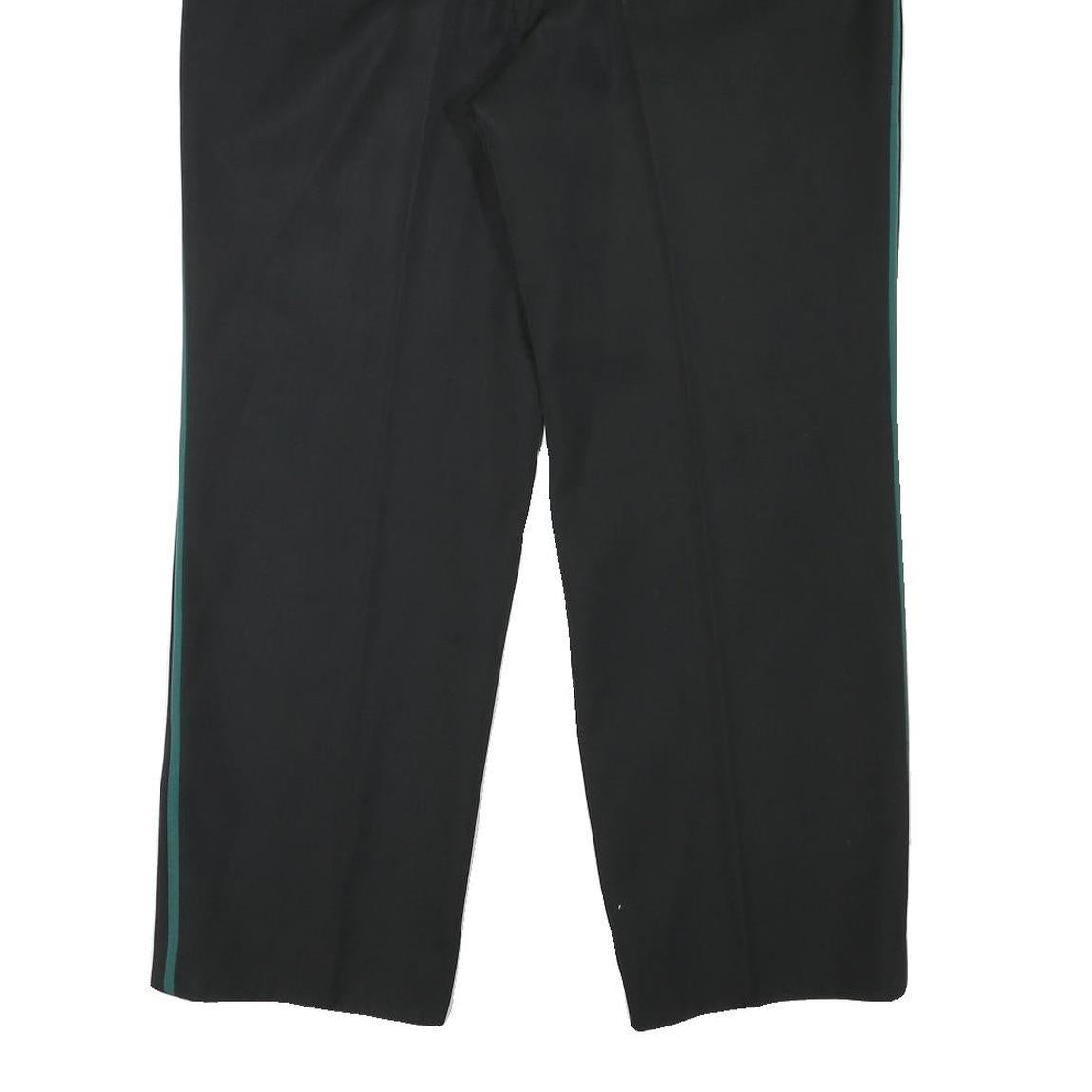 Mens Black & Green Polyester Blend Regular Fit Straight Trousers W37 L29