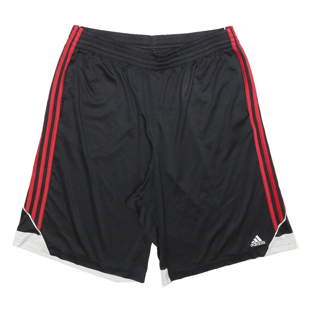 ADIDAS Mens Black Sports Shorts XL W34 Red Stripe Polyester Athletic Gym