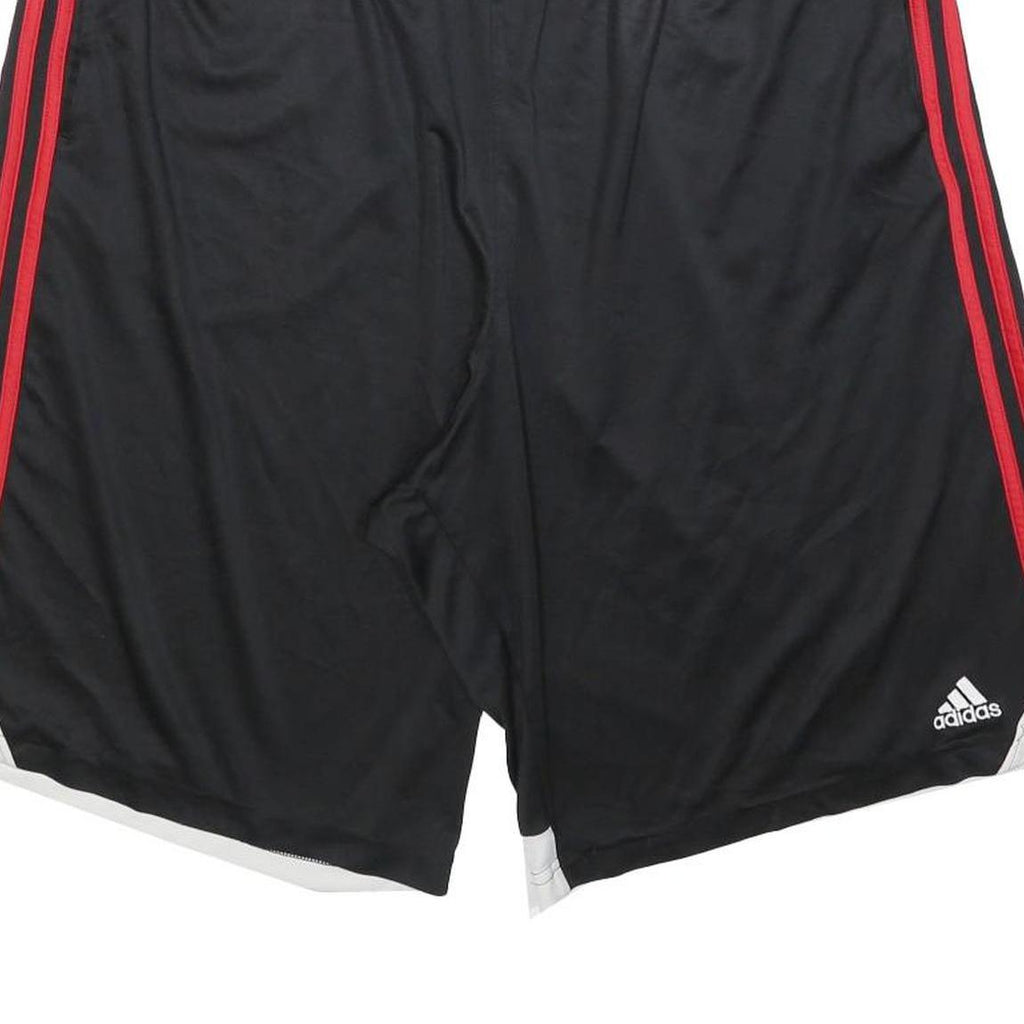 ADIDAS Mens Black Sports Shorts XL W34 Red Stripe Polyester Athletic Gym