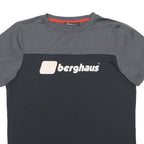 BERGHAUS Boys Grey & Black Polyester T-Shirt 13Y Short Sleeve Crew Neck Logo