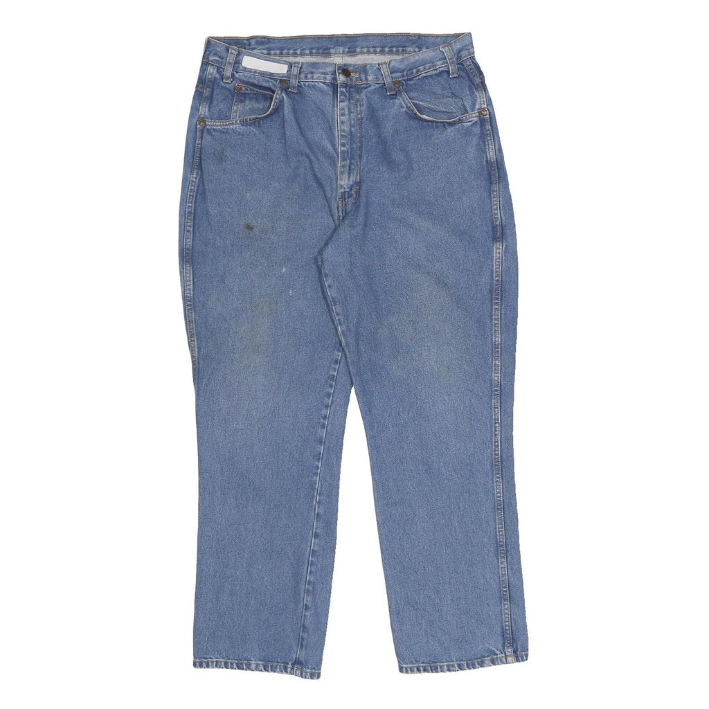 DICKIES Mens Jeans Blue Regular Straight Denim Medium Wash W34 L30 Workwear Zip